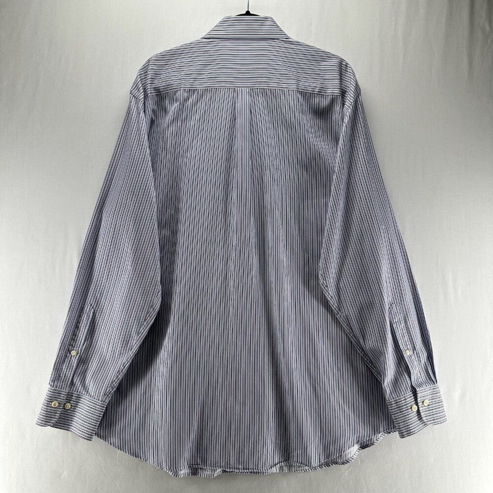 Peter Millar Button Up Shirt Mens XL Long Sleeve Preppy Stripe White Blue Purple - Picture 2 of 10